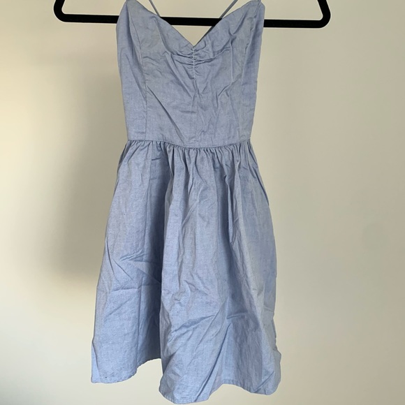 American Apparel Denim Blue Tie Back Dress - Picture 2 of 3
